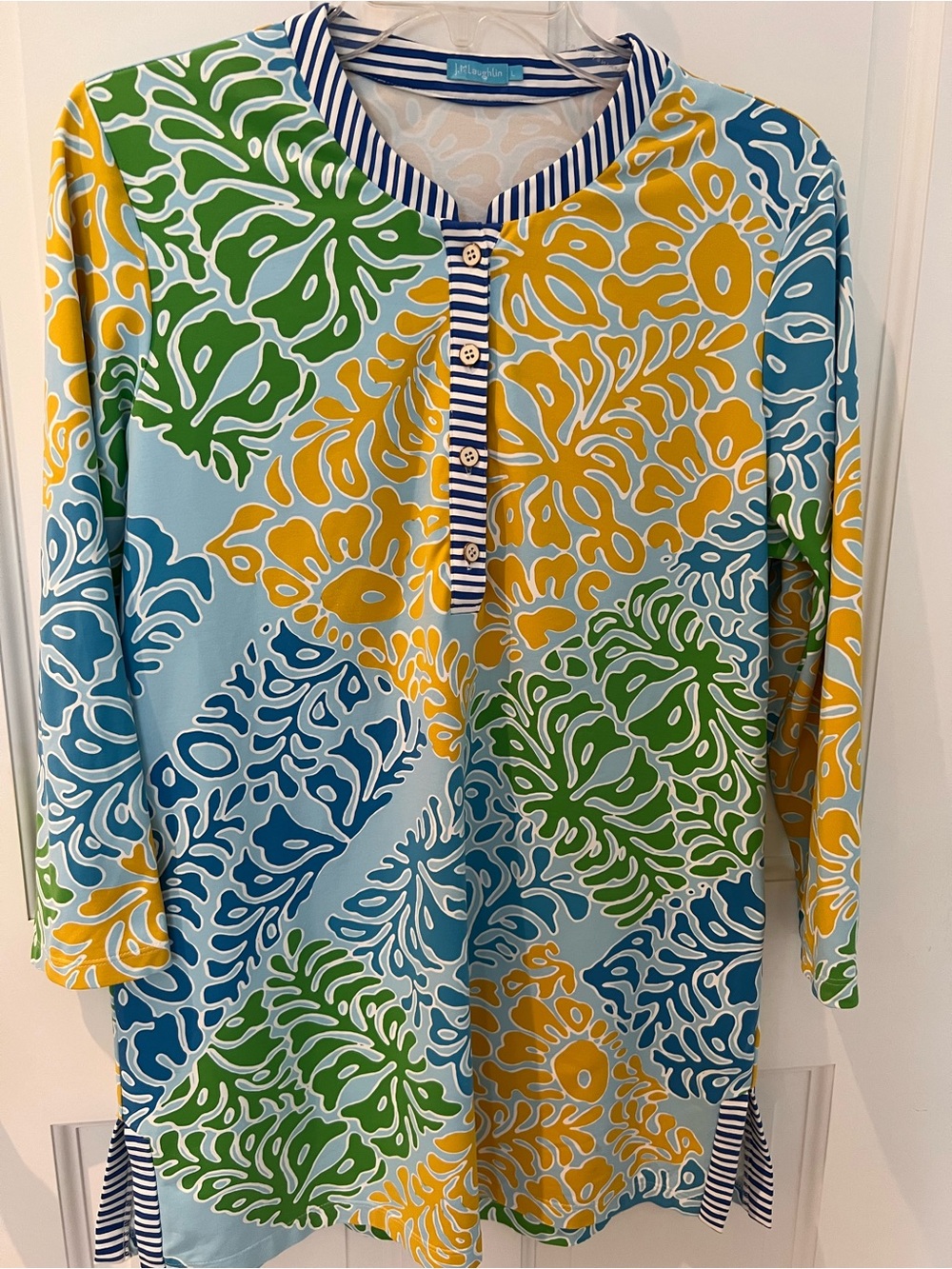 J. McLaughlin Blue, Yellow & Green Printed Tunic